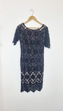 JACQUES VERT Size 10 Short Sleeved Lace Dress BNWT NEW Cruise Occassion Black