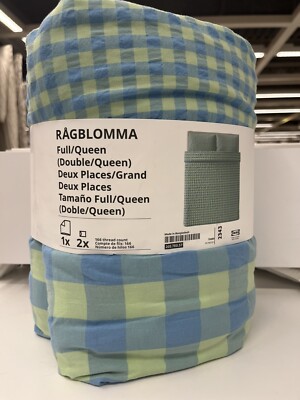 Brand New IKEA RAGBLOMMA Full/Queen Duvet Cover Set Green