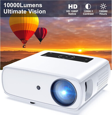 4K Projektor 15000LMS 1080P Full HD Beamer WiFi LED Heimkino HDMI Bluetooth NEU