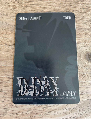 Agust D Tour D-Day in Japan Suga BTS Heat Photocard Official Agust D Tour D-Day in Japan Suga BTS Heat Photocard Official