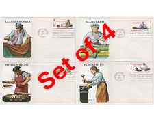 TurtlesTradingPost- Skilled Hands July 4 1977 #1717-1720 FDC- Brooks-  Set of 4