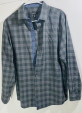 Bar lll Men's L 16-161/2 32-33 Slim Fit Stretch Button Down Plaid Shirt