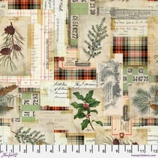 Free Spirit Holidays Past by Tim Holtz PWTH197 Multi Woodland Collage  Cotton