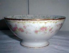 BEAUTIFUL LIMOGES PINK ROSES PEDESTAL BOWL DECORATED INSIDE