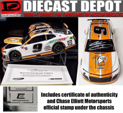 AUTOGRAPHED CHASE ELLIOTT 2018 LITTLE CAESARS/ MOUNTAIN DEW 1/24 ELITE SERIES