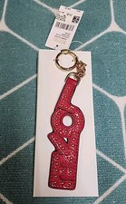 Michael Kors Studded Leather LOVE Bag Charm FOB Ultra Pink Gold NWT