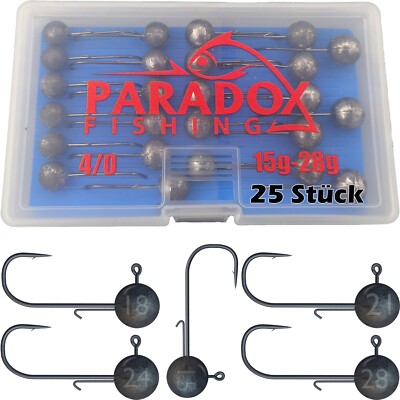 Paradox Fishing Jigköpfe Set 4/0 5g/7g/10g/12g/15g/18g/21g/24g/28g Jighaken