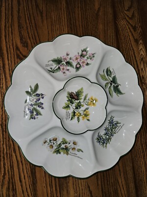 Royal Worcester Herbs England One Piece 6 Section Serving Platter 1990