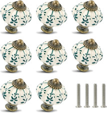 Ivory  Green Pumpkin Knobs 12 Pack Ceramic Cabinet Knobs Vintage Drawer Pulls