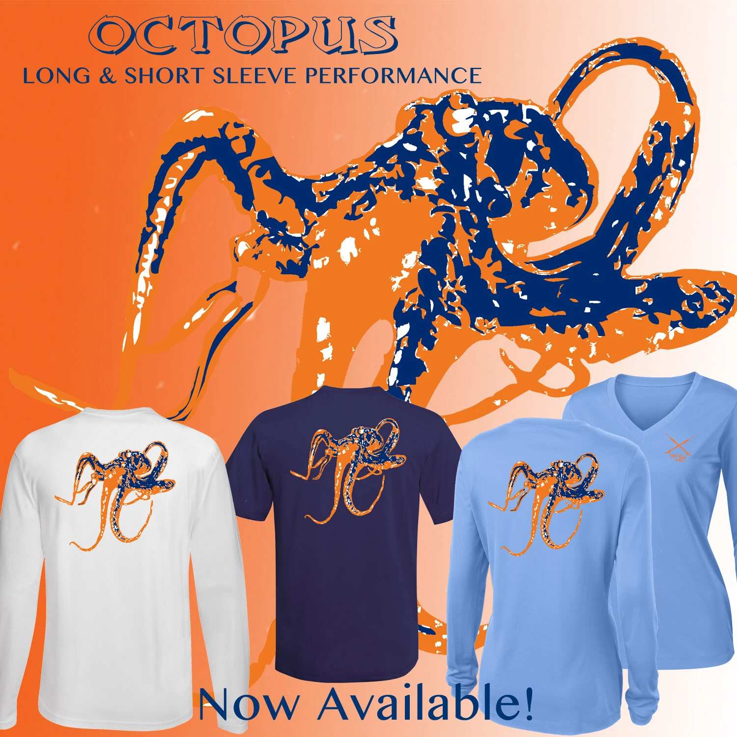 Octopus Performance Shirt, Octopus SPF Sun Shirt, Mens Performance Fishing Shirt