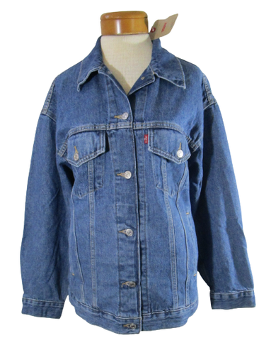 NWT Levis Womens Baggy Trucker Jacket S Medium Wash MSRP$98