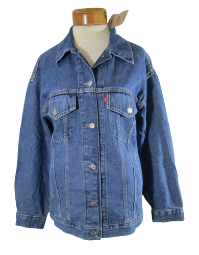 NWT Levis Womens Baggy Trucker Jacket S Medium Wash MSRP$98 - Picture 1 of 3