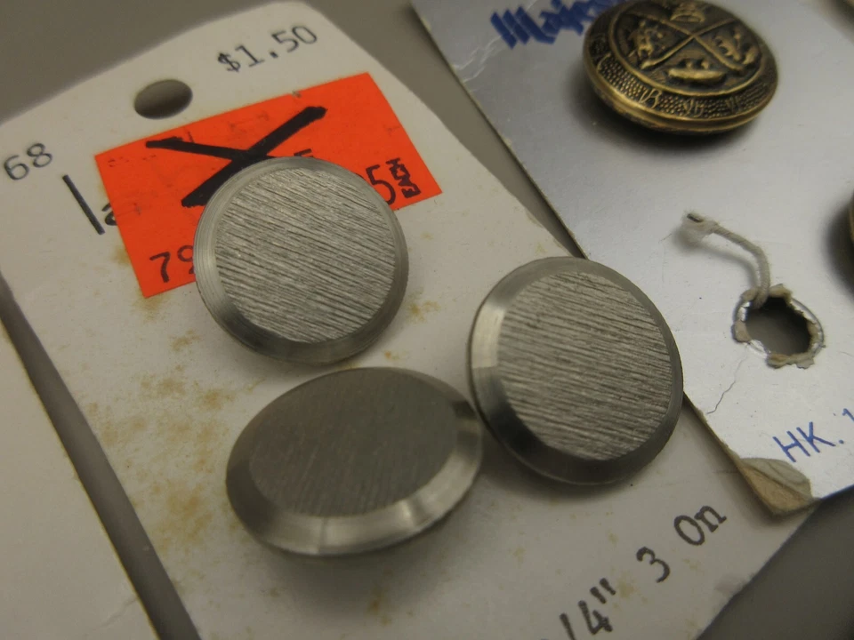 NOS VINTAGE Lot of (38) 1/2" METAL BUTTON Shank Flat Silver Antique Gold - Image 3 of 4