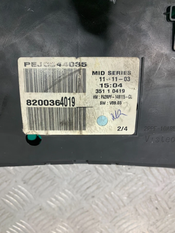 2004 RENAULT MEGANE SPEEDOMETER INSTRUMENT CLUSTER 8200364019 #2 - Image 3 of 3