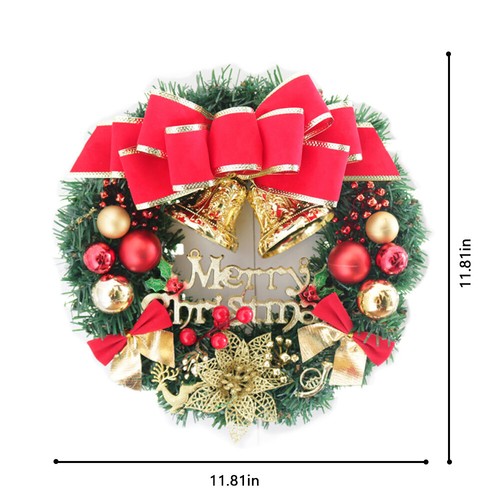 12in Christmas Wreath Window Front Door Wall Hanging Tree Garland Bell Decor New - Picture 6 of 23