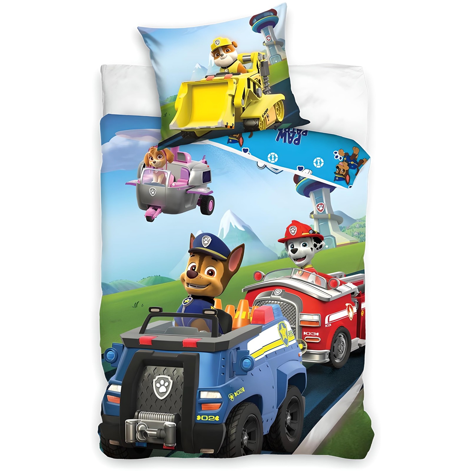 Official Paw Patrol Kids Bedding Set | Duvet Cover 140x200 cm + Pillowcase 50x70 cm, 100% Cotton | Soft Breathable Children’s Bed Linen Set | Paw Patrol Single Bed Set - Image 2