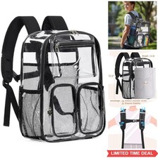 Clear Backpack Heavy Duty 17 Inch See Through PVC Laptop Compartment Reflective