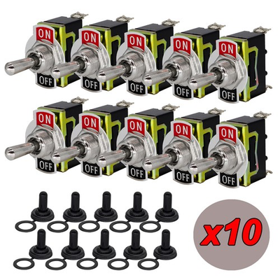 #ad 10X Toggle Switch 20A 125V SPST 2 Terminal ON OFF Car Waterproof ATV Heavy Duty $13.80