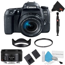 Canon EOS 77D DSLR Camera with 18-55mm Lens Basic Bundle  50mm Lens