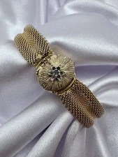 Vintage Gold Tone Caravelle Peek A Boo Hidden Dial Wind Up Dainty Watch Cute
