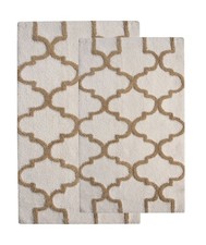 2 Piece Bath Rug Set, 100 Soft Cotton, Size 24x17 Inch and 34x21 Inch, Latex...