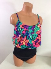 Vintage Floral Swimsuit 90 s Print Womens Large