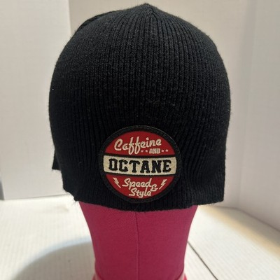 BIG-X Caffeine and Octane Speed Style Black Beanie Winter Hat OSFA