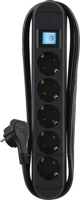 MaxTrack NV 57-3 5-fach Steckdosen-Leiste Schwarz Magnetbefestigung 3m Schalter