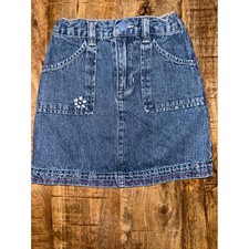 Genuine Kids from OshKosh Vintage Y2K Denim Skirt Size 4 Floral Embroidered 