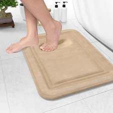 ITSOFT Memory Foam Bath Mat 24x16, 1'4 x 2' (Rectangular), Beige 