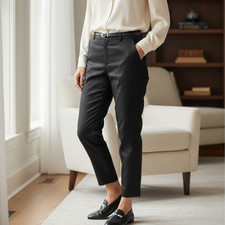 Vintage TALBOTS PETITE 100 Pure Silk Ankle Pant 6P Black Lined Minimalist 90s