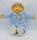 Cabbage Patch Kids Doll1985 Blue Corduroy Pajamas and Hat Wheat loop Hair