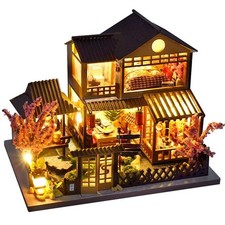 DIY Mini Wooden Dollhouse with Furniture & Light Kit Handmade Miniature Toy Gift