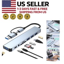 8-in-1 USB C Hub 3.0 w/SD TF 3.5mm Audio Aluminum