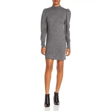 WAYF NWT Lola Puff Sleeve Dark Grey Sweater Dress Size Large