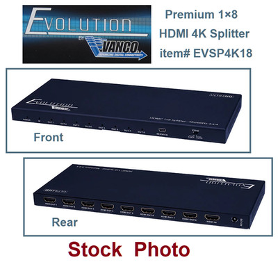Evolution PREMIUM VANCO UltraHD HDMI 1x8 Splitter - 4k@60Hz 4:4:4 mod# EVSP4K18