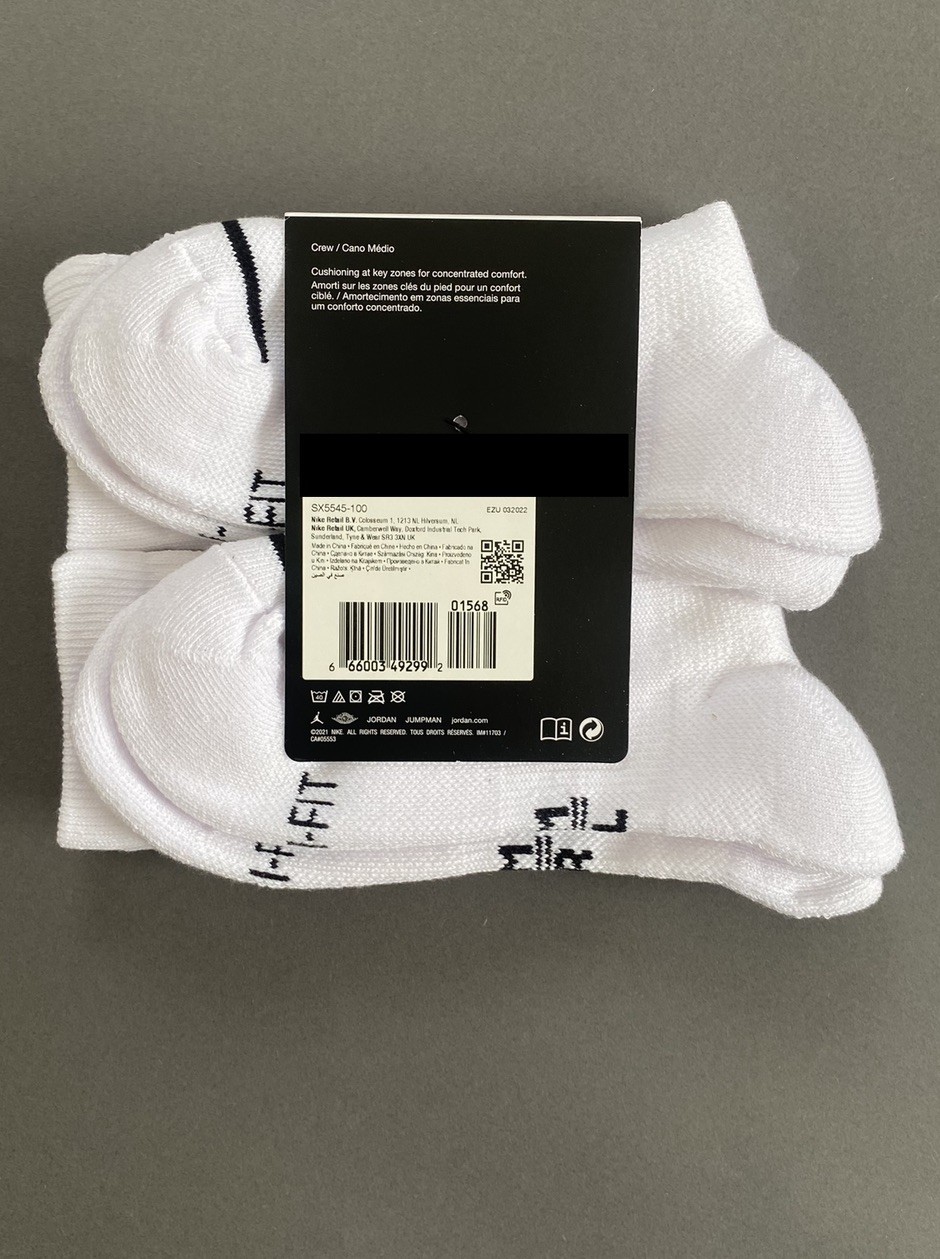 Nike Everyday Jordan jumpman Dri Fit Crew Socks Large 8-11 Uk Mens woman gift image 8