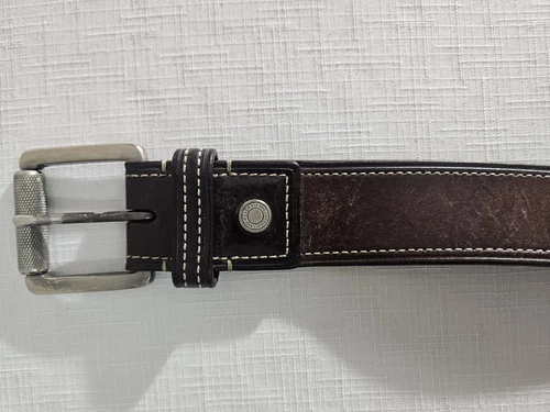 Cintura Coach classica in pelle marrone unisex 30" in rilievo