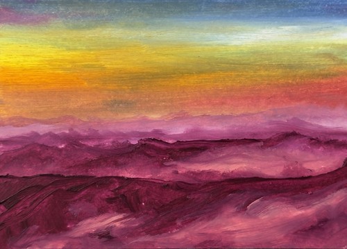 ACEO Original Oil Painting, Landscape Abstract Art, Emmer Plaxe, ATC Nature View
