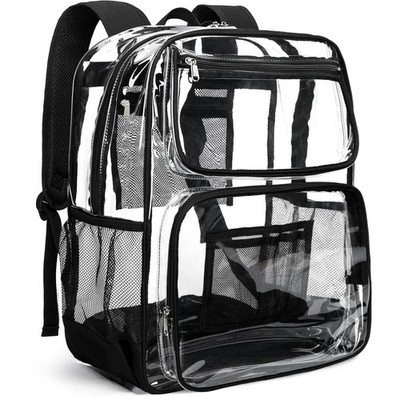 Black Clear Backpack Heavy Duty Extra Large See Through Bookbag Girls Boys