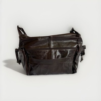 Genuine Leather Made in Mexico Purse Shoulder Messenger Bag Dark Brown Pockets