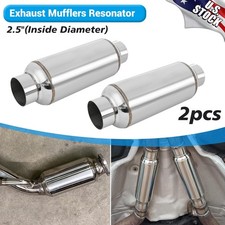 Pair 2.5 Inlet Outlet Custom Exhaust Muffler 12 Length Resonator Universal Pair 2.5 Inlet Outlet Custom Exhaust Muffler 12 Length Resonator Universal