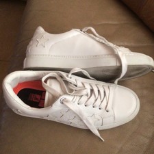 Zadig  Voltaire Paris  Stars Distressed Leather Low Top Sneakers White Sz 40