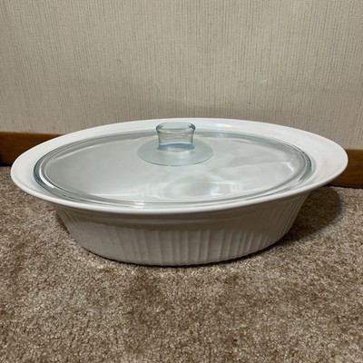 CORNING Ware French White 4 Qt ROASTER Large 15½x10½ Pyrex with Lid  CW- 34 * EX