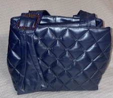 LIMITED EDITION La Gioe di Toscana by Sharon Gioe Steel Blue Leather Tote Purse