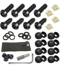 42X Anti Theft License Plate Screws Stainless Steel Bolts Caps Car Fasteners Kit