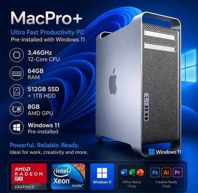 ** Windows11 - Apple Mac Pro 5,1 - 12 Core Beast! 64GB RAM - 8GB GPU **