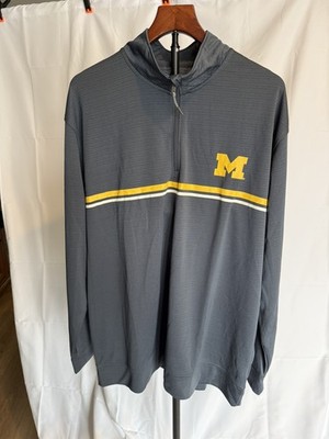  Michigan Wolverines Sweater Mens Large Gray 1/4 Zip Pullover Champion