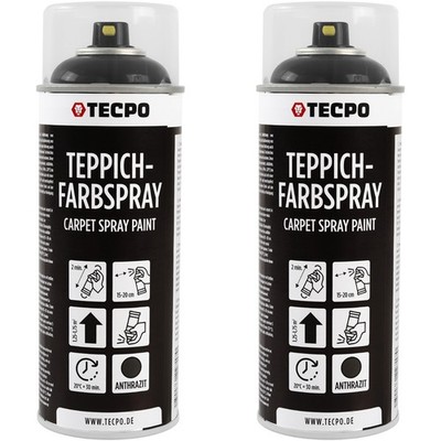 2x TECPO 1K FARBSPRAY TEPPICH-SPRAY 400ml ANTHRAZIT FUßMATTEN GUMMI AUFBEREITUNG