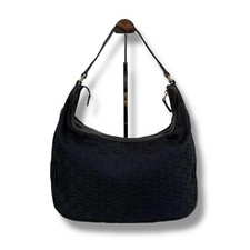 GUCCI GG Canvas Hobo Bag Black One Shoulder Authentic Vintage 153010